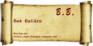 Bek Balázs névjegykártya